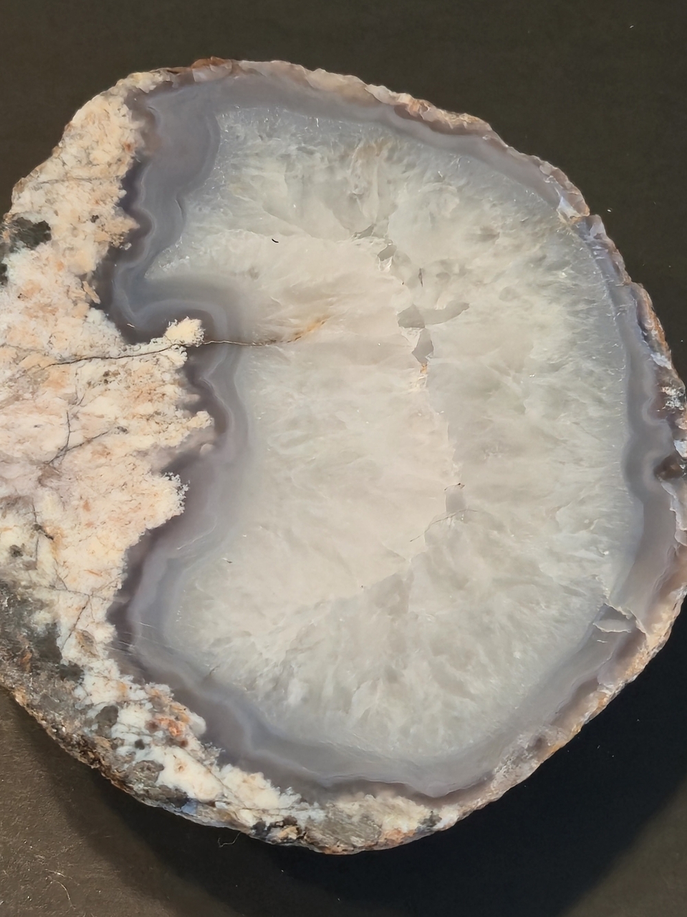 💎 XL Natural Agate Geode Slice | Quartz Center | 32.9 oz | 6 in ✨